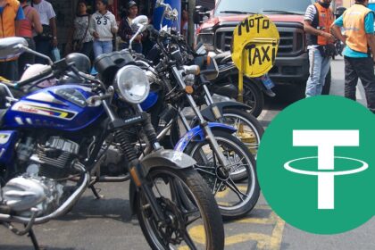 What was your experience of riding a motorcycle taxi in Venezuela and paying with USDT?